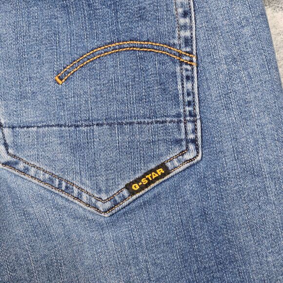 G Star Raw Jeans Mens 31x30 Blue Denim Slim Button Fly Light Wash Stretch 3301 - Picture 14 of 15